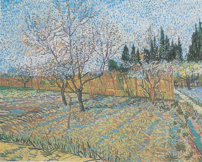 Vincent Van Gogh Flowering orchard with peach-trees china oil painting image